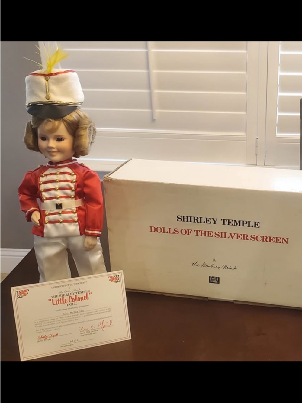 Shirley Temple “Little Colonel” Porcelain Doll Danbury Mint w Box & Certificate